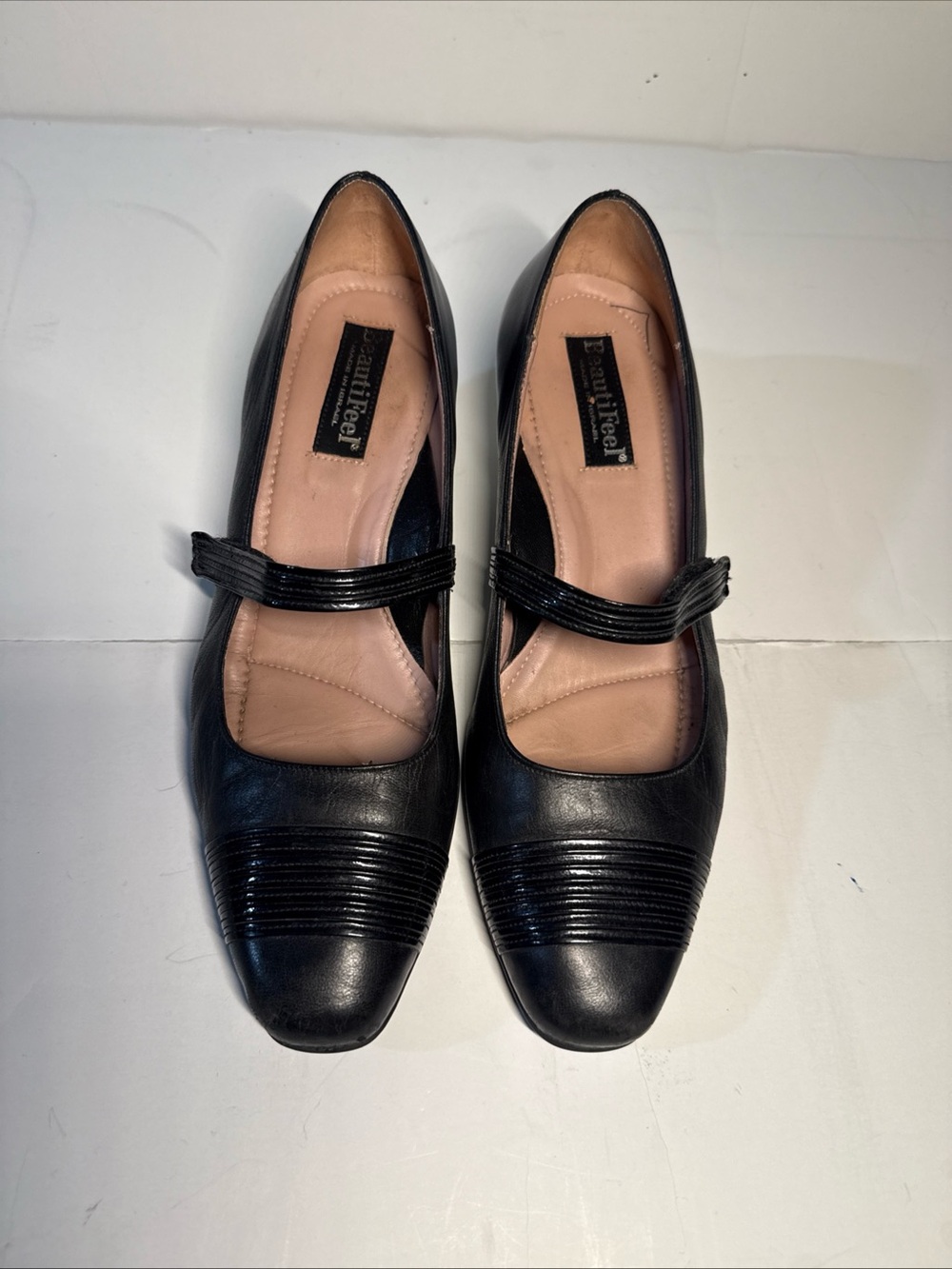BeautiFeel Black Leather Mary Jane Heels